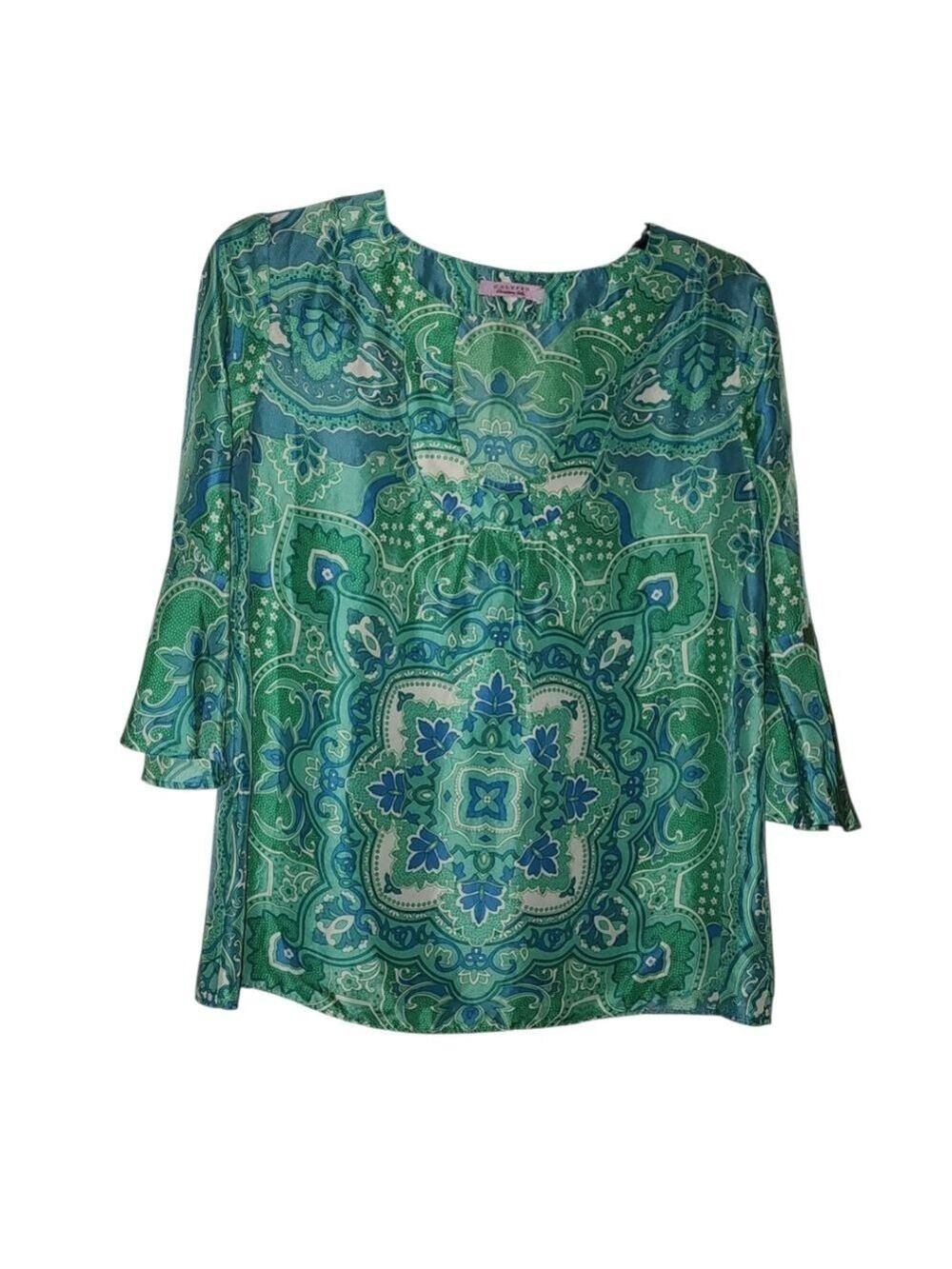 Calypso Christiane Celle 3/4 Sleeve Blouse Size XS